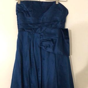 BCBG MaxAzria Long Emerald Blue Satin Dress